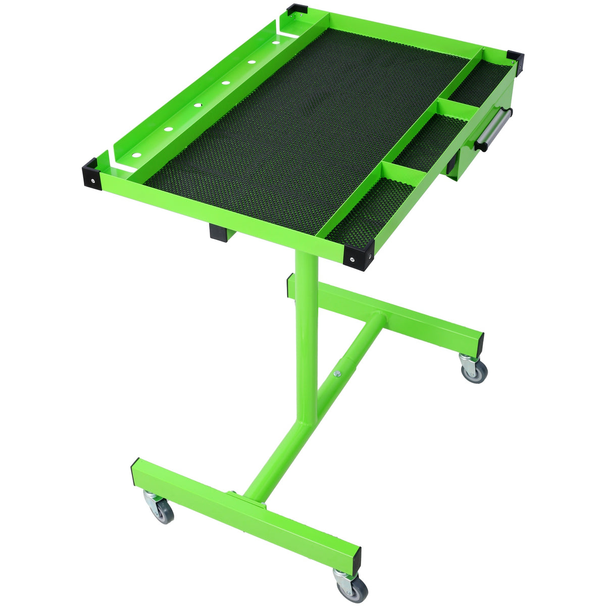 Adjustable Tear Down Work Table with Drawer for Garages, Repair Shops, and DIY, Portable, (4) 2.5" Swivel Casters, 220 Pound Capacity, Rubber Corners, Heavy Duty Steel,green