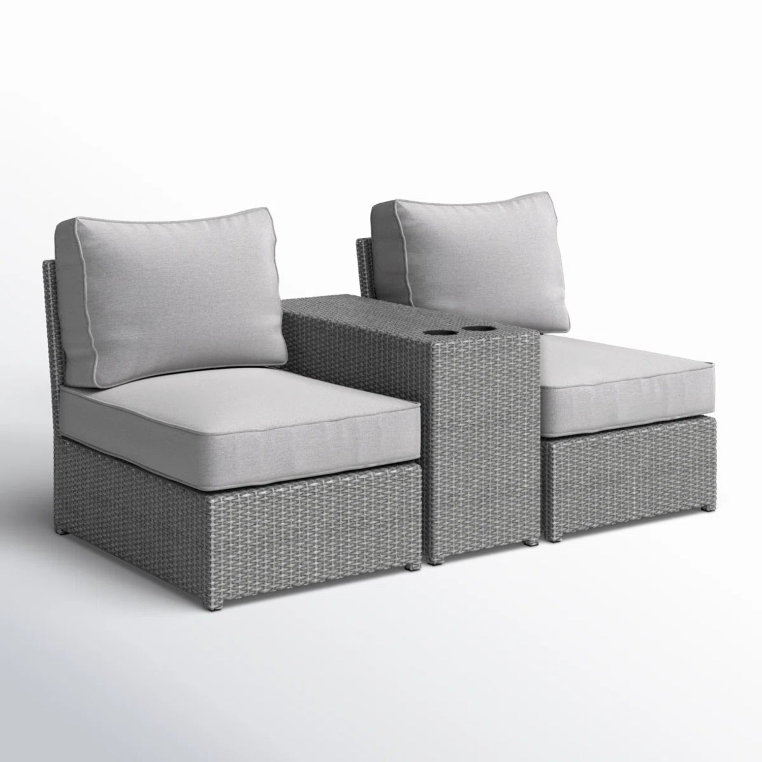 LSI All-Weather 2-Person Wicker Conversation Set with Cushions – No Assembly Require