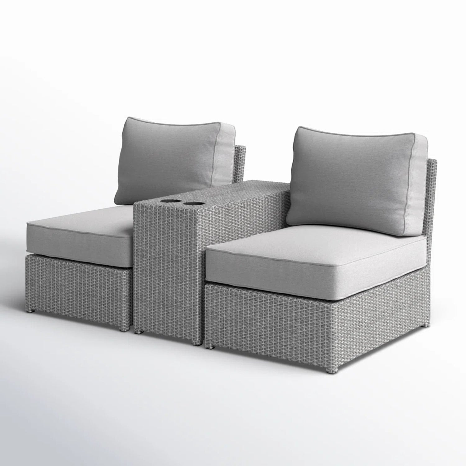 LSI All-Weather 2-Person Wicker Conversation Set with Cushions – No Assembly Require