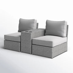 LSI All-Weather 2-Person Wicker Conversation Set with Cushions – No Assembly Require