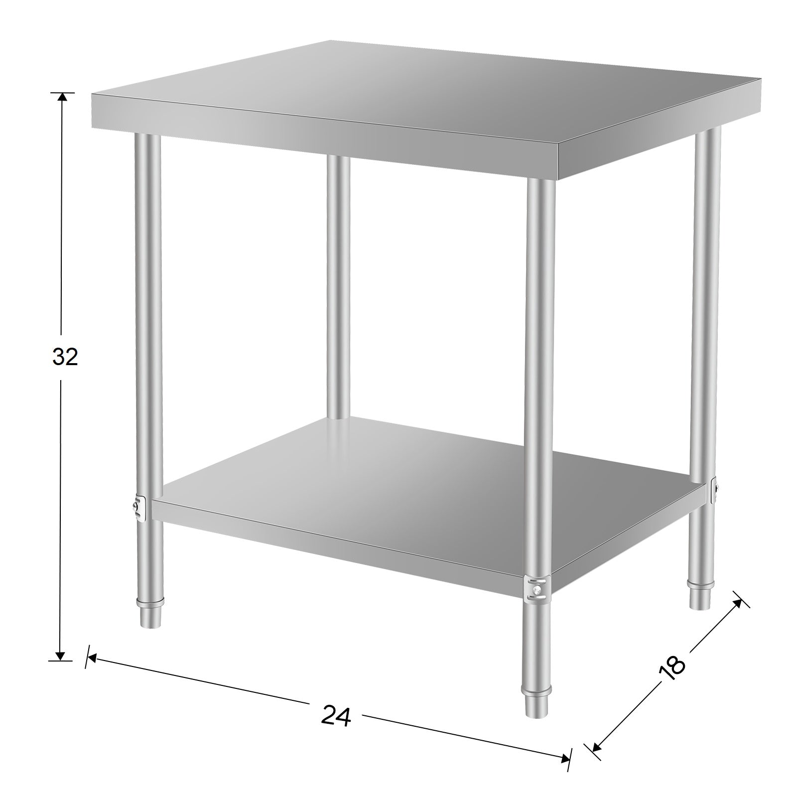 24''*18'' Commercial Work Table for Restaurant and Home Stainless Steel Kitchen Prep Table with Under Shelf