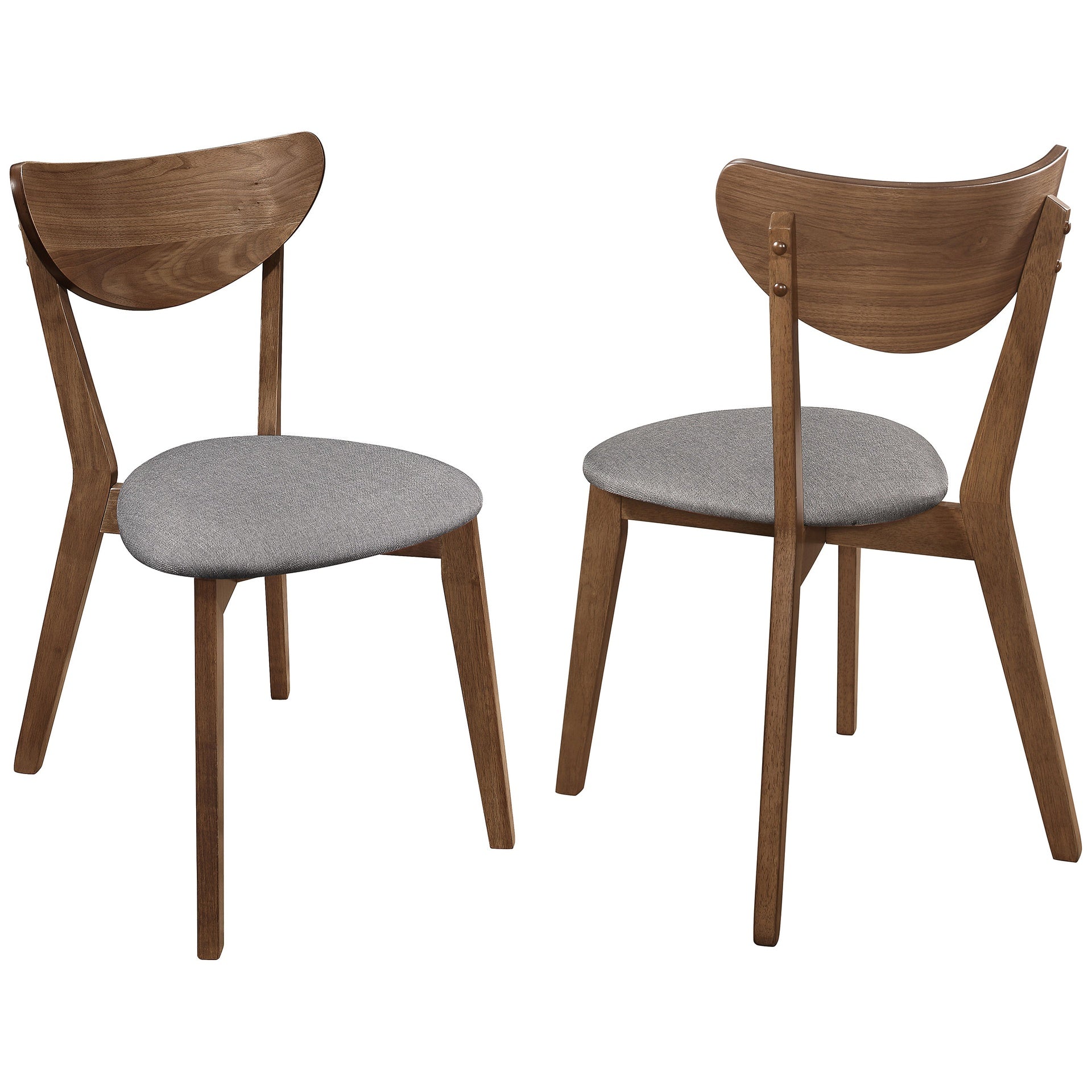 Natural Walnut and Grey Upholestered Dining Chair (Set of 2)