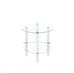 Transparent Oval glass coffee table, modern table with stainless steel  leg, tea table 3-layer glass table for living room