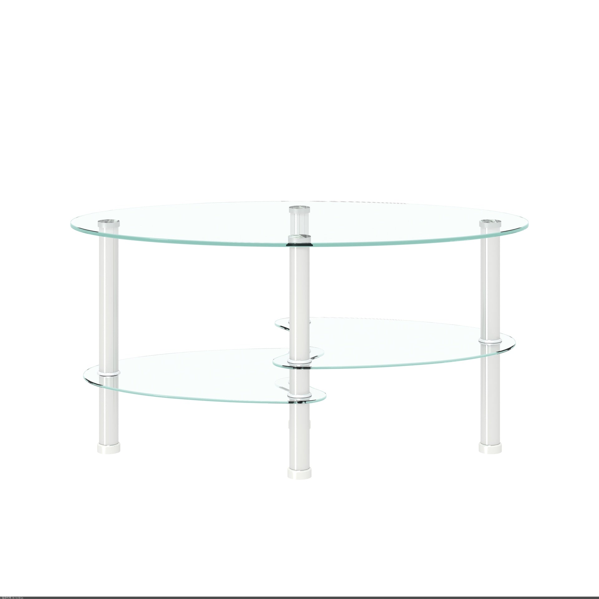 Transparent Oval glass coffee table, modern table with stainless steel  leg, tea table 3-layer glass table for living room