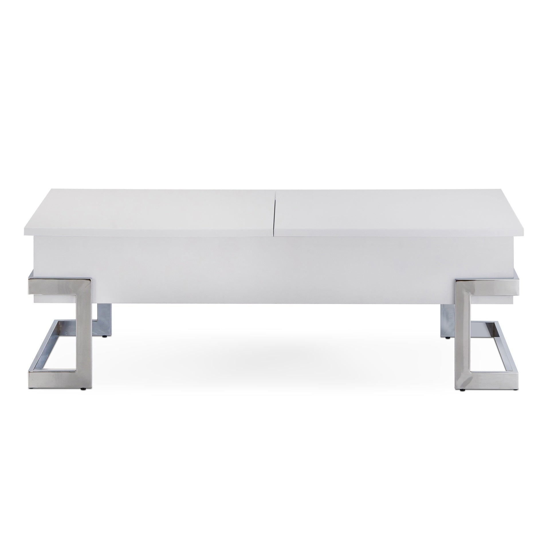 White High Gloss and Chrome Coffee Table with Lift Top