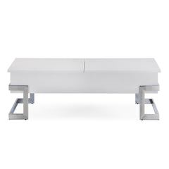 White High Gloss and Chrome Coffee Table with Lift Top