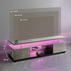 TV Stand for 55 Inch TV LED Gaming Entertainment Center Media Storage Console Table with Large Side Cabinet for Living Room (Grey+Black)