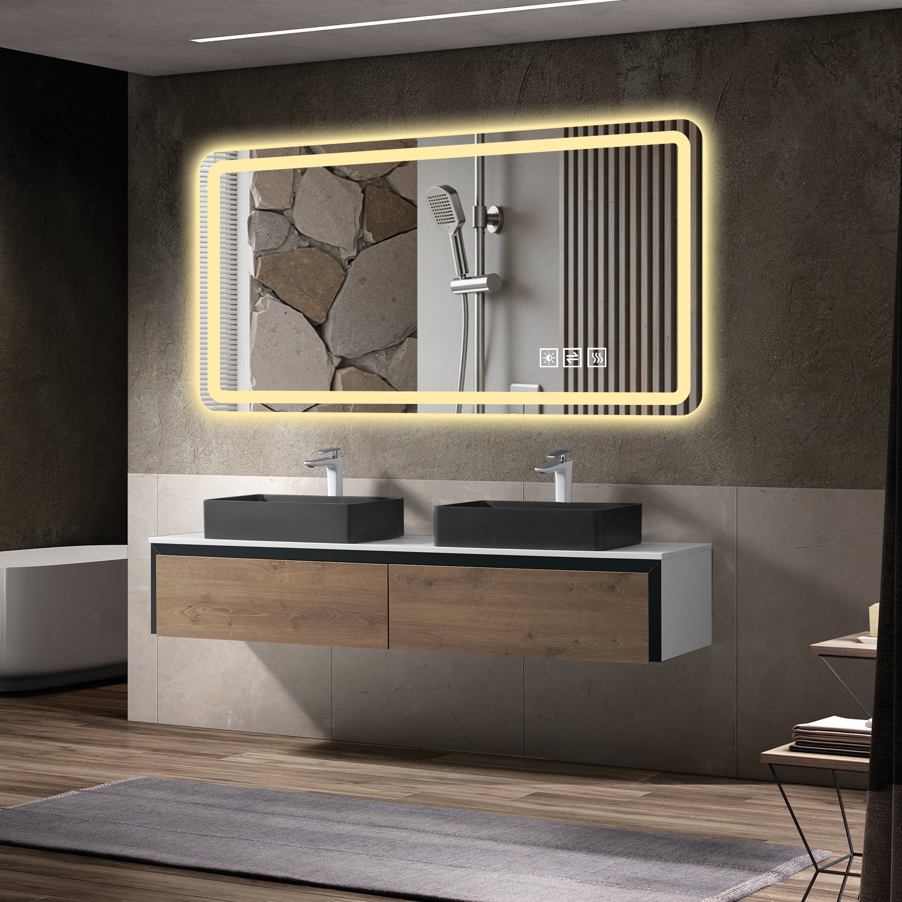 28*60inch LED Bathroom Vanity Mirror ,wall mirror,Anti-Fog, Dimmable,Shatter-Proof Tempered Glass,  Ideal for Bathroom Wall Decor, Beauty Makeup and Shaving