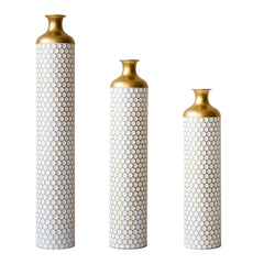 Floor metal vase modern style decoration home droplet shaped white metal vase 3-piece set gorgeous home decoration large glazed metal vase
