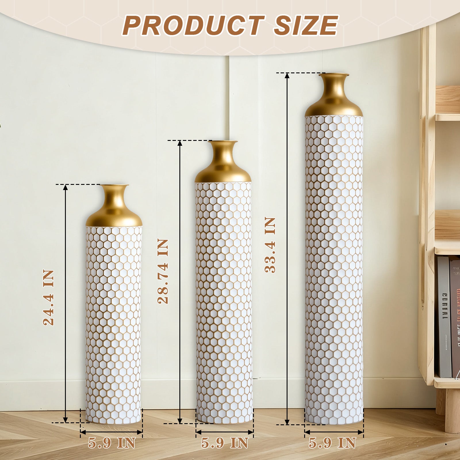 Floor metal vase modern style decoration home droplet shaped white metal vase 3-piece set gorgeous home decoration large glazed metal vase
