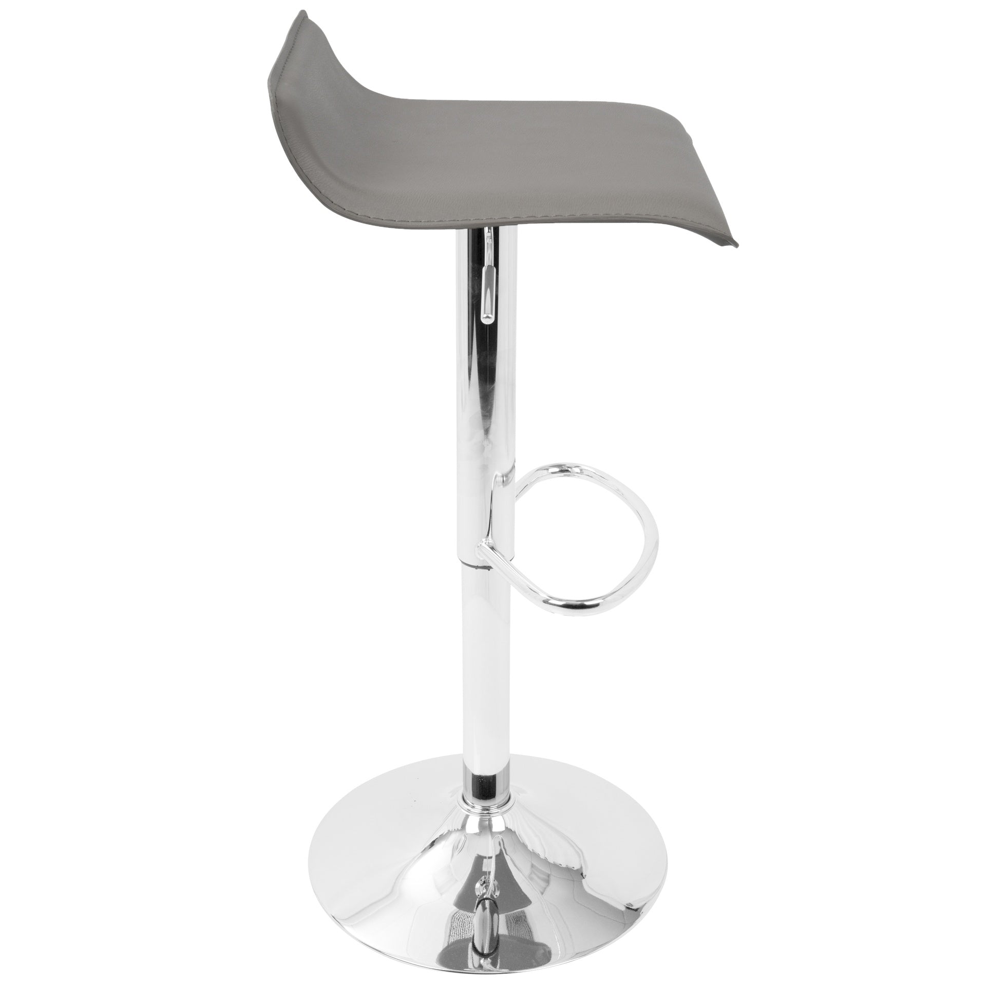 Ale Contemporary Adjustable Barstool in Grey PU Leather by LumiSource - Set of 2