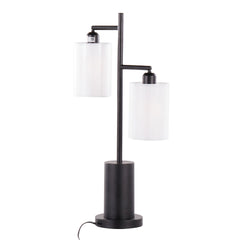 Cannes Contemporary Table Lamp in Black Metal with White Shades by LumiSource