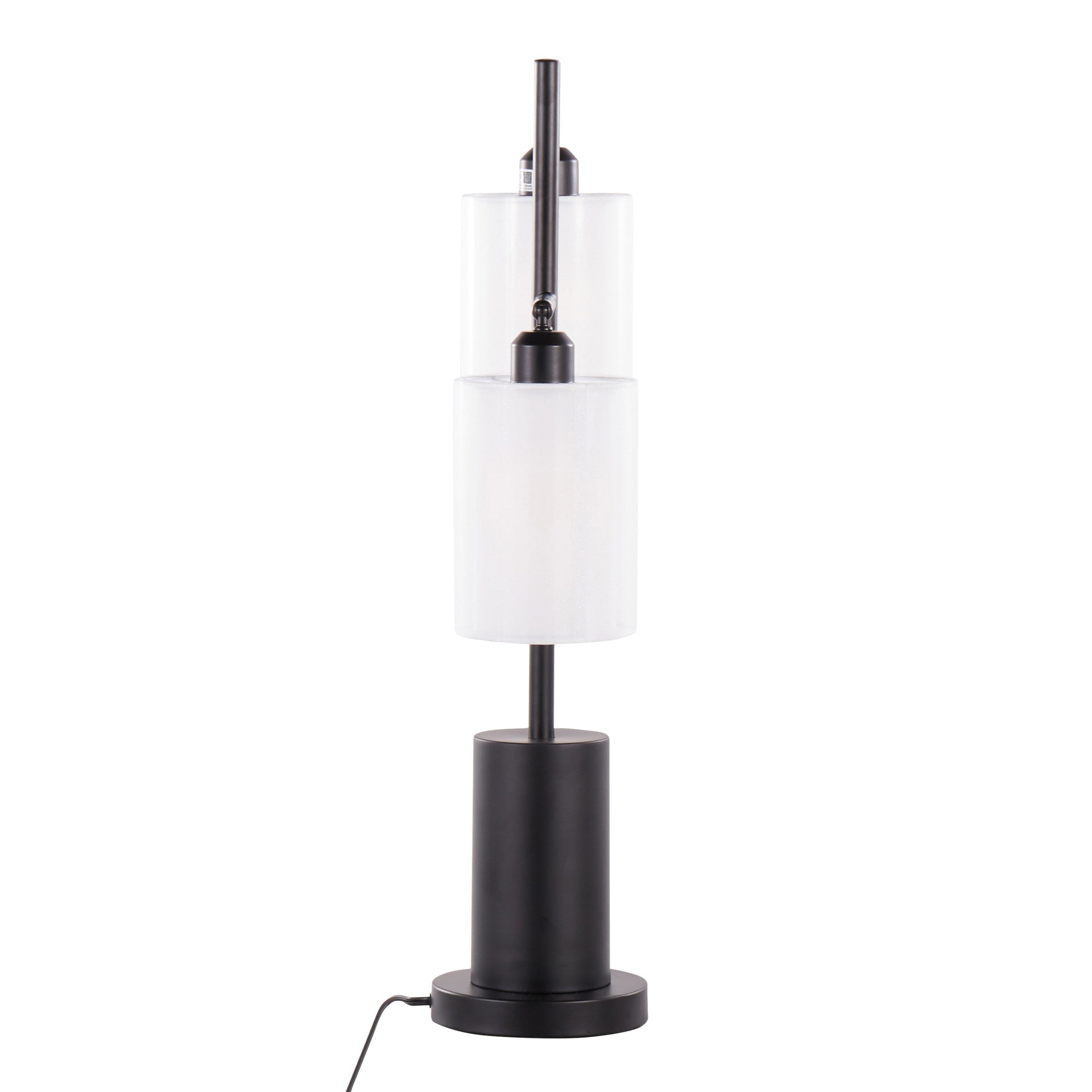 Cannes Contemporary Table Lamp in Black Metal with White Shades by LumiSource