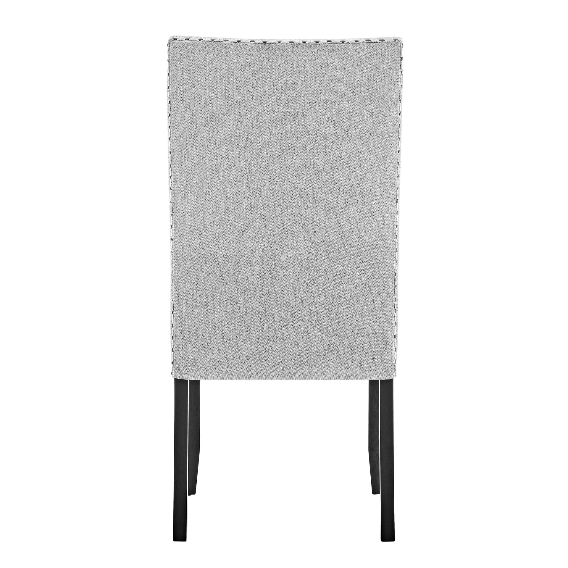 Modern Look 2pc Light Gray Finish Side Chair Fabric Full Back Upholstered Seat Nailhead Trim Accent Dining Room Wooden Furniture