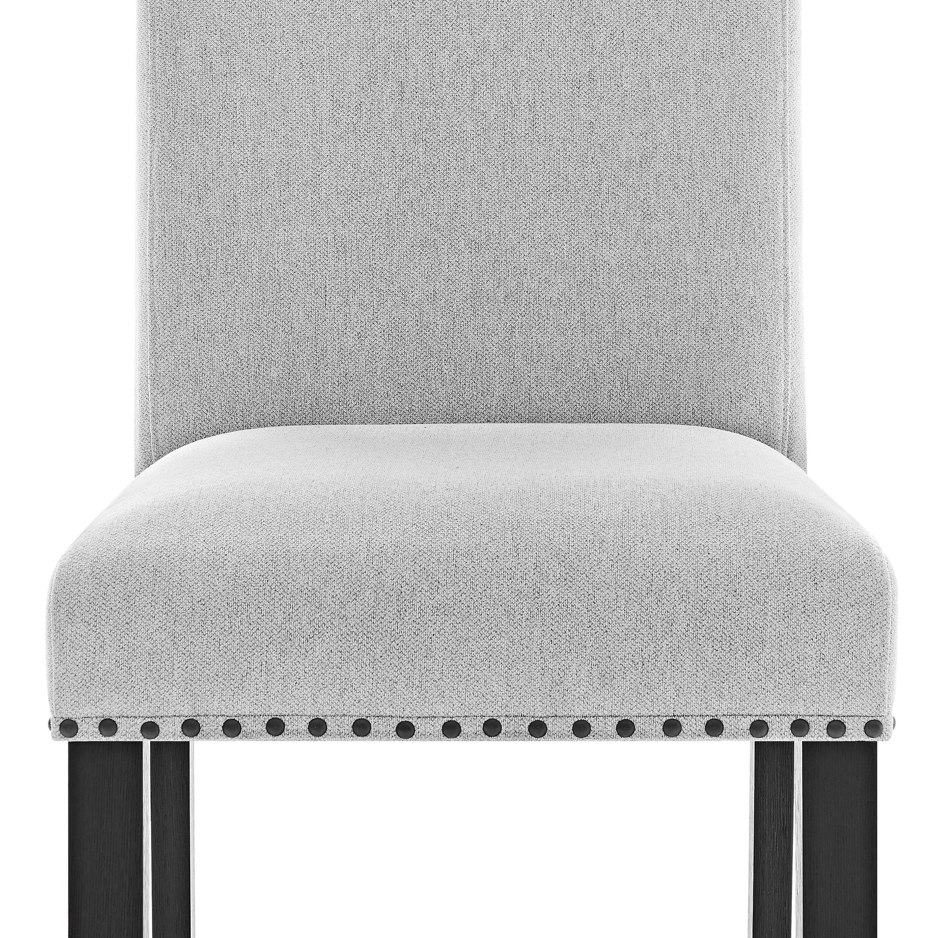 Modern Look 2pc Light Gray Finish Side Chair Fabric Full Back Upholstered Seat Nailhead Trim Accent Dining Room Wooden Furniture