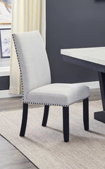 Modern Look 2pc Light Gray Finish Side Chair Fabric Full Back Upholstered Seat Nailhead Trim Accent Dining Room Wooden Furniture