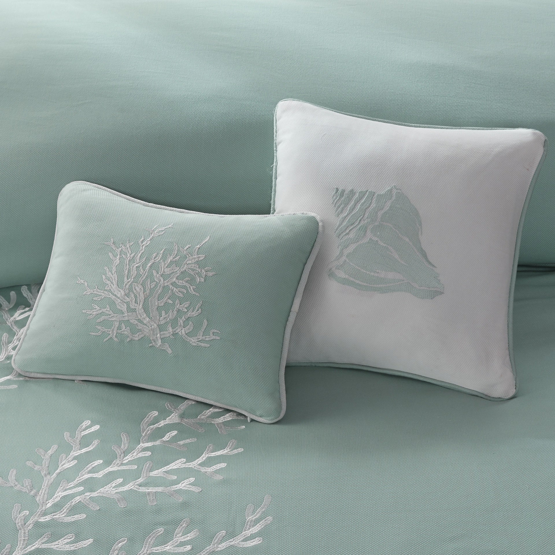 Oversized Cotton Jacquard Comforter Set Aqua Twin