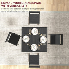 HOMCOM 3-Piece Industrial Dining Table Set for 2, Kitchen Table and Chairs, Dining Room Sets for Small Spaces, Black