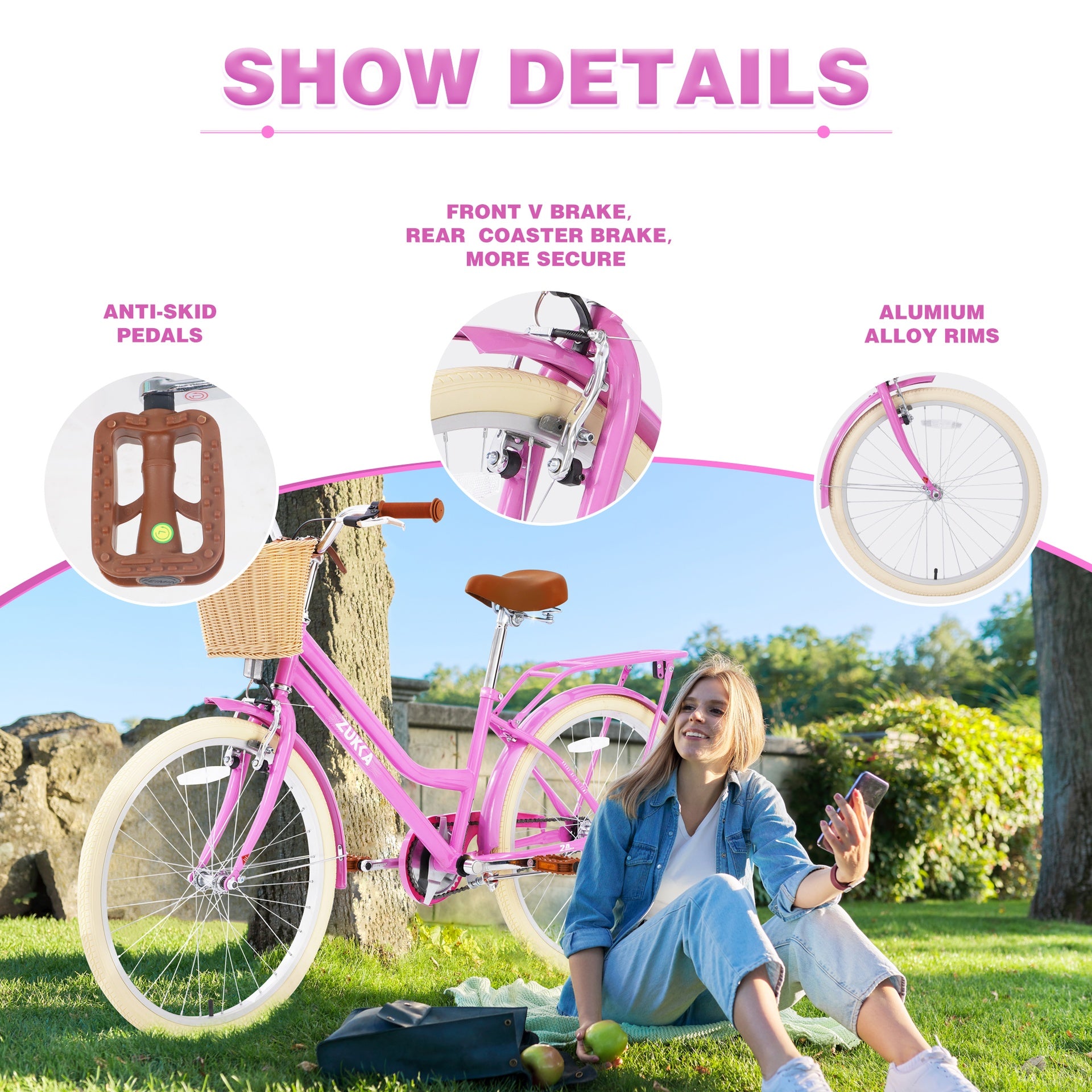 Steel Frame,Multiple Colors, for 10+Years Old Girls Bike,24 inch  wheel