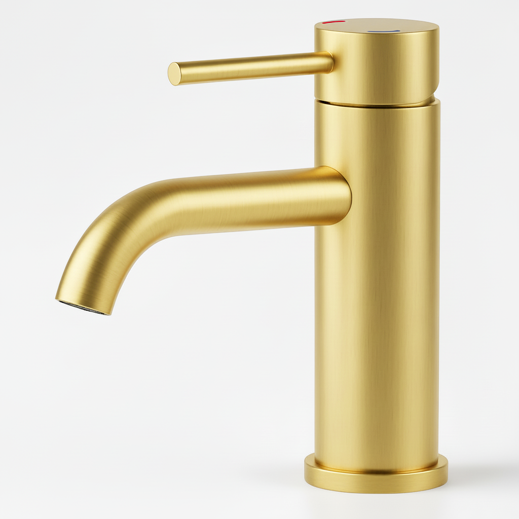 Single Handle Bathroom Faucet Lavatory Faucet Stainless Steel Single Hole-T10, Brushed Gold