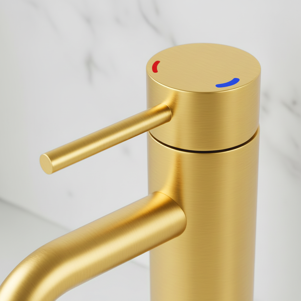 Single Handle Bathroom Faucet Lavatory Faucet Stainless Steel Single Hole-T10, Brushed Gold