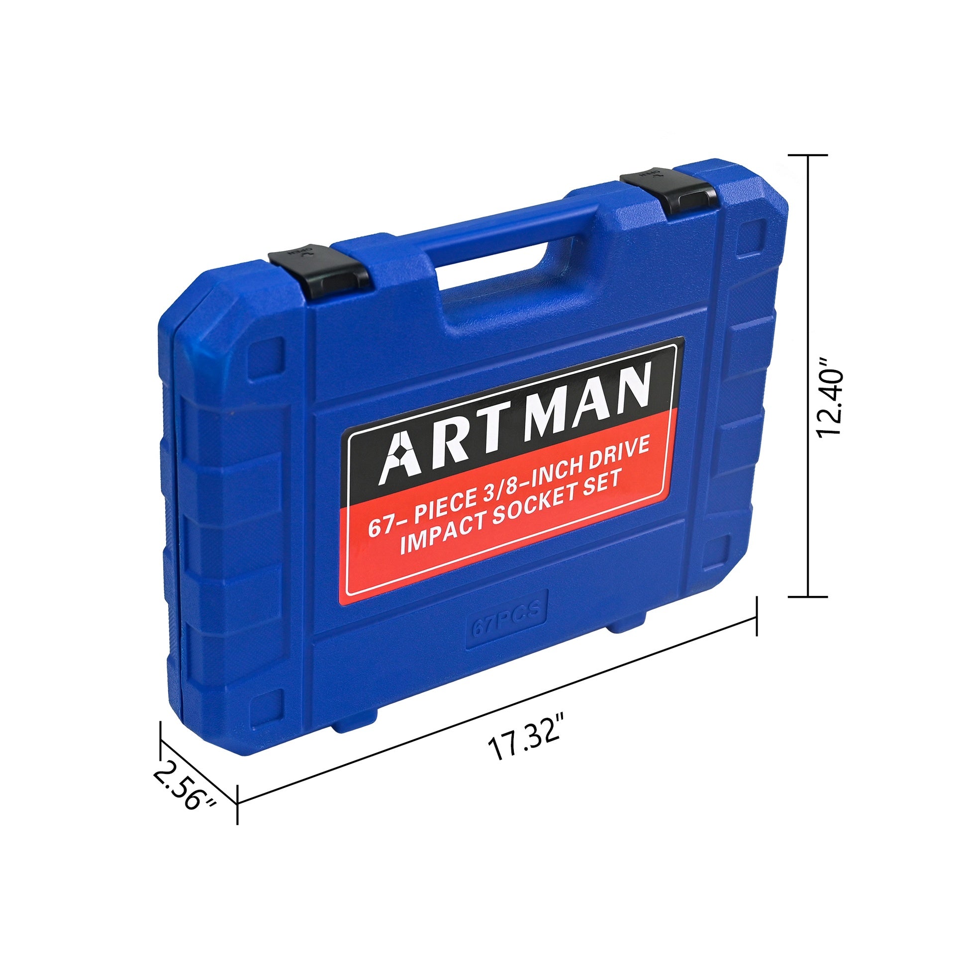 Air Tool and Accessories Kit, 67 Pieces, Long and Short Sets, Universal Short Sets, Extension Rods, Pneumatic Universal Connectors, Ratchet Wrenches, Quick Couplings-Black,Blue
