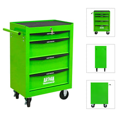 Rolling Metal Tool Chest with 4 Drawers, 20" 4-Drawer Tool Chest Cabinet with Ball Bearing Drawer Slides, Steel Tool Storage Box Organizer -GREEN