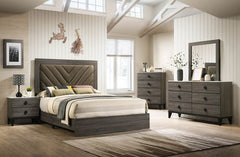 QUEEN BED in Dark Gray Oak (Rustic Accents)