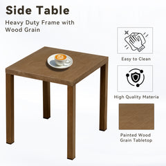 Outdoor Steel Side Table,22x20x20 inch Small Patio Table Square End Table for Pool Balcony Deck Porch Lawn Backyard, Brown