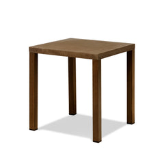 Outdoor Steel Side Table,22x20x20 inch Small Patio Table Square End Table for Pool Balcony Deck Porch Lawn Backyard, Brown