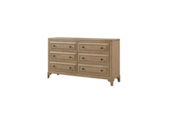 Modern 6 Drawer Dresser Sand Finish
