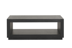 Contemporary Style Rectangle Coffee Table Plinth Base Open Bottom shelf Black Finish Primary Living Room