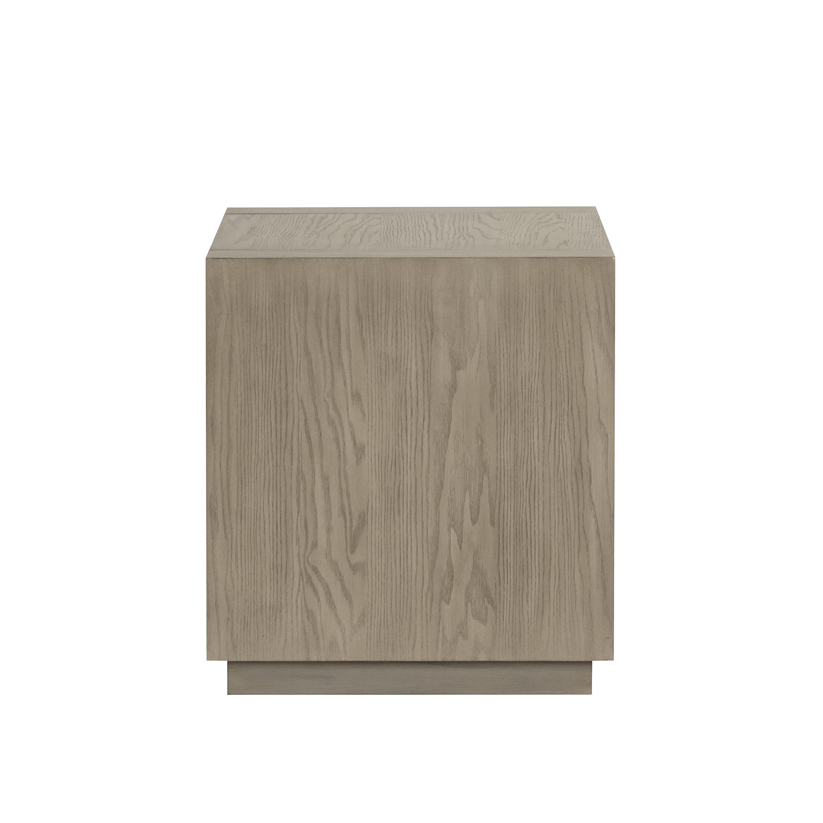 1pc Square End Table Plinth Base Open Bottom shelf Natural Finish Primary Living Room