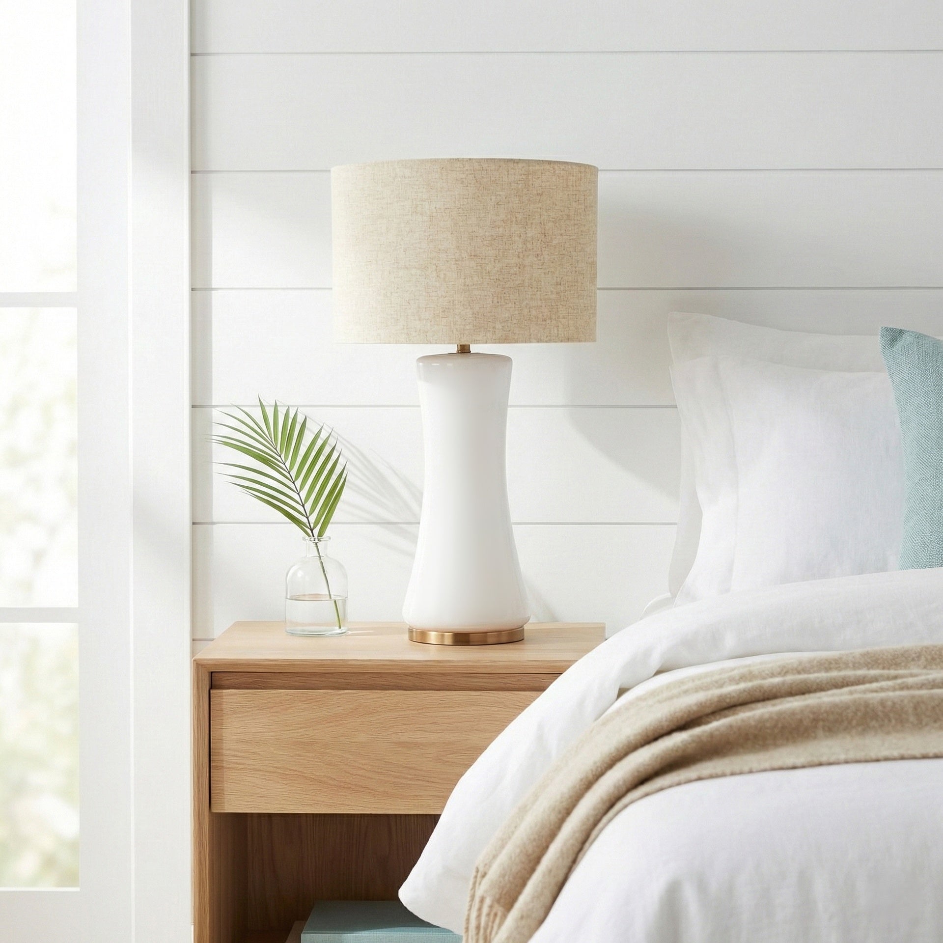 Cascade Glass Lamp Golden Base Off White Glass Table Lamp