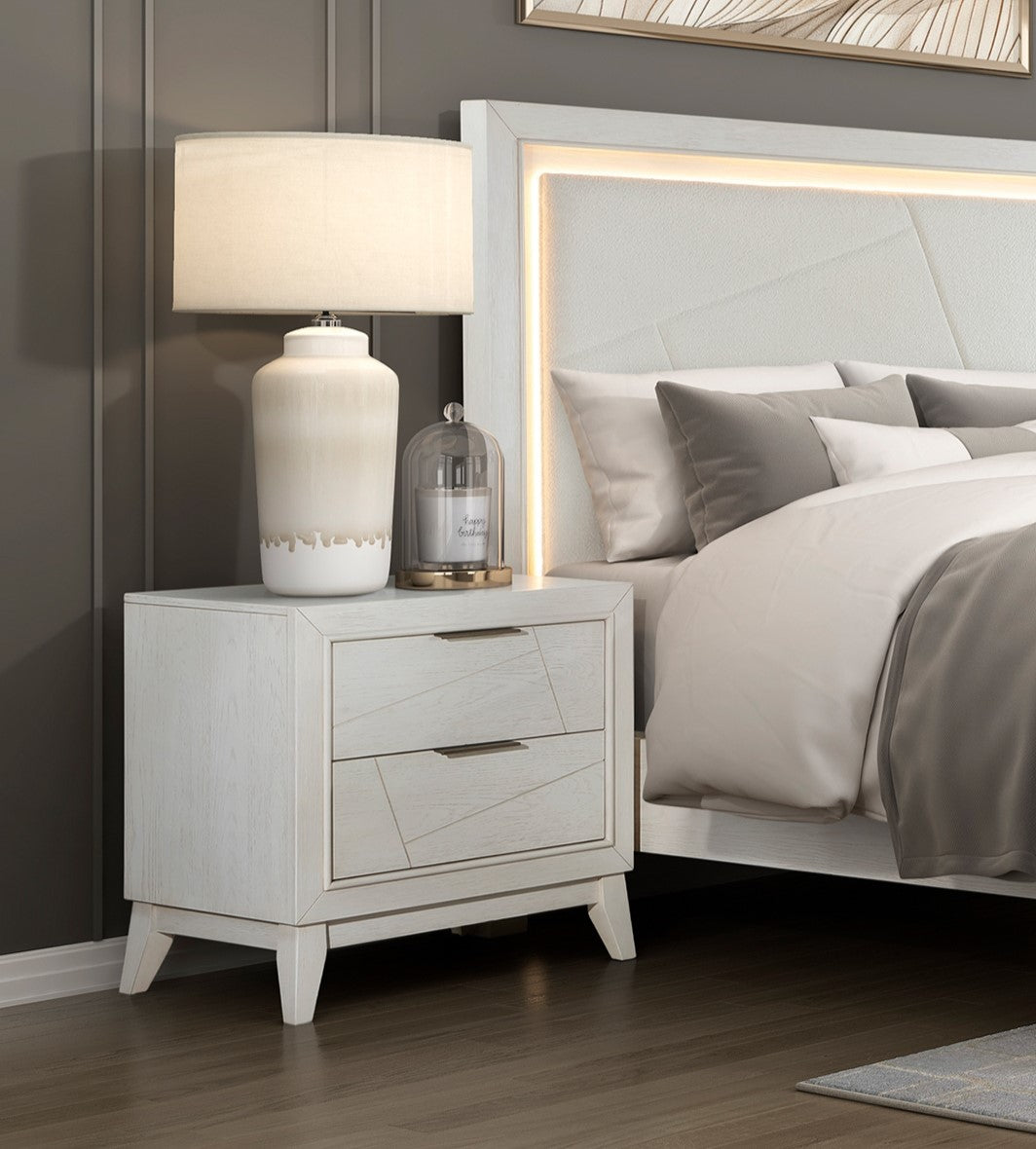 Antique White Finish Nightstand with Drawers Modern Bedroom Furniture 1pc
