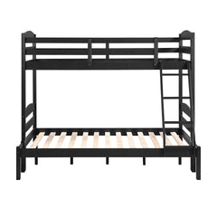 Twin over Full Bunk Bed with Guard Rails 1pc Sturdy Wooden Black Finish Youth Bedroom Furniture