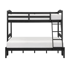 Twin over Full Bunk Bed with Guard Rails 1pc Sturdy Wooden Black Finish Youth Bedroom Furniture