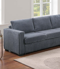 Modern Style L-Shape 4pc Sectional Set Dark Gray Finish Reversible Loveseat USB Ports Cup Holder Armless Chair Plastic Legs Corduroy Upholstered Primary Living Room