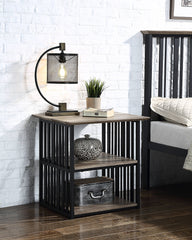 Zudora Antique Oak & Black Finish Nightstand