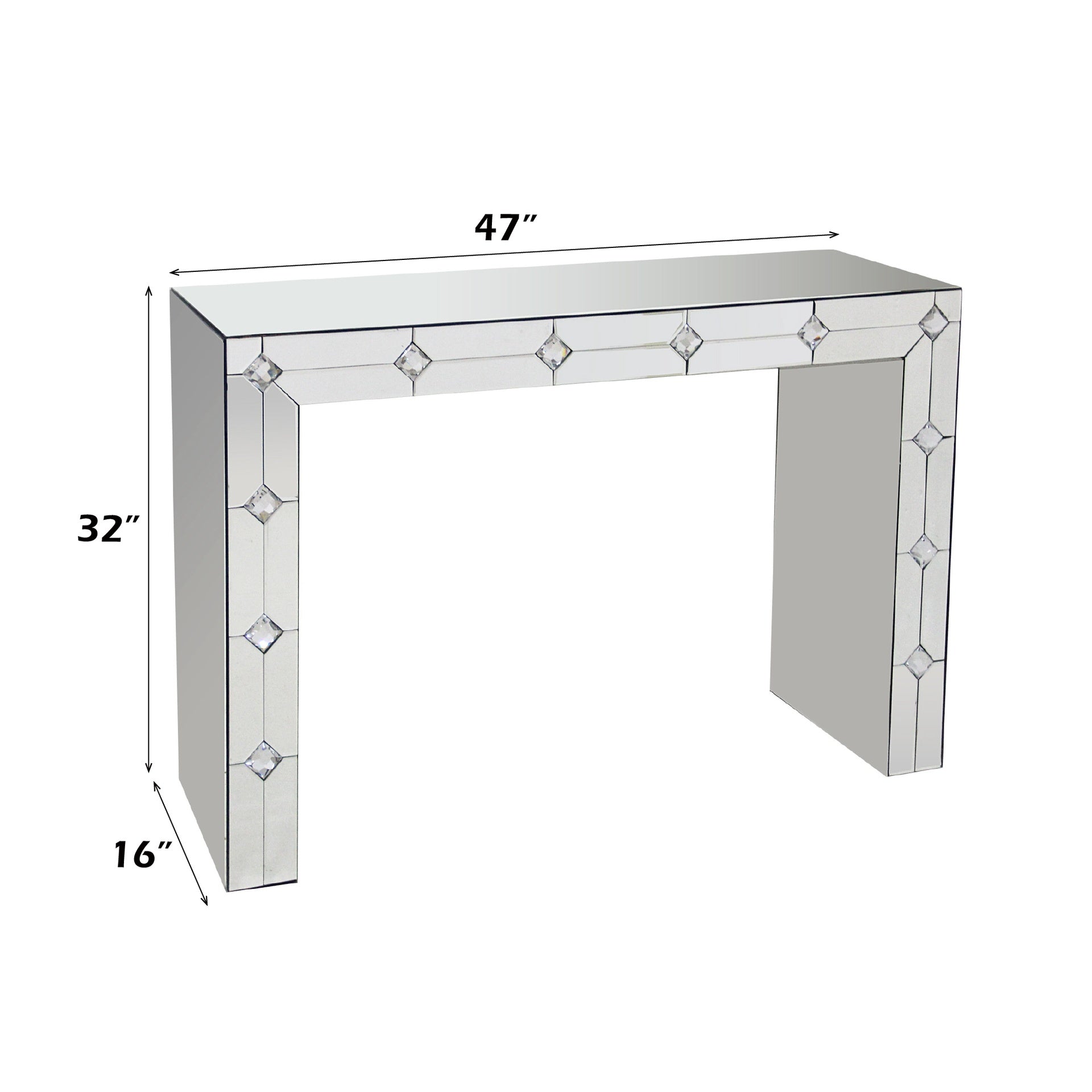 Hessa Mirrored & Faux Rhinestone Console Table (Assembled)