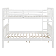 Full over Full Bunk Bed with Ladder for Bedroom, Guest Room Furniture-White