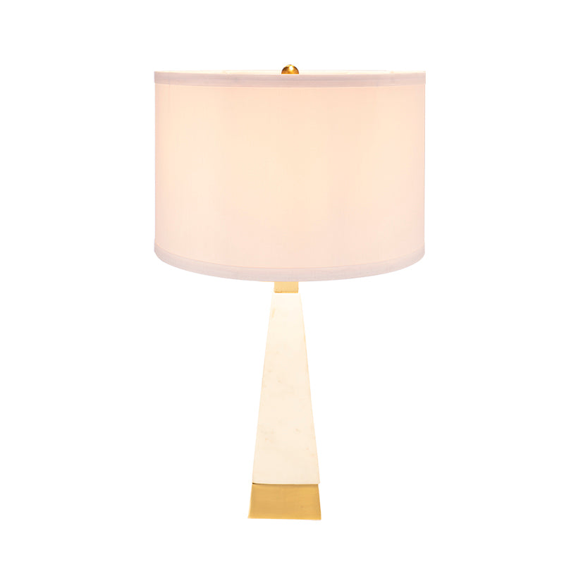 D15x26" White and Gold Thin Pyramid Table Lamp with Drum Shade(Lamp Shade Assembly Required)