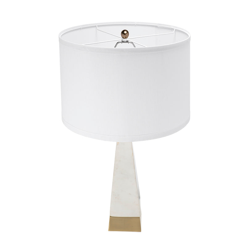 D15x26" White and Gold Thin Pyramid Table Lamp with Drum Shade(Lamp Shade Assembly Required)