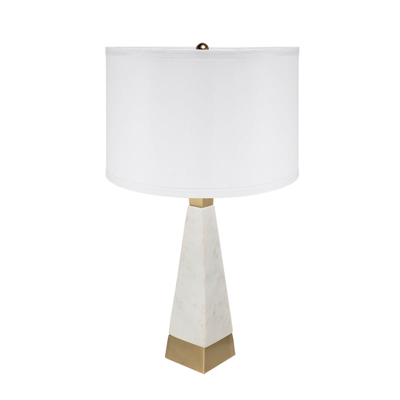 D15x26" White and Gold Thin Pyramid Table Lamp with Drum Shade(Lamp Shade Assembly Required)