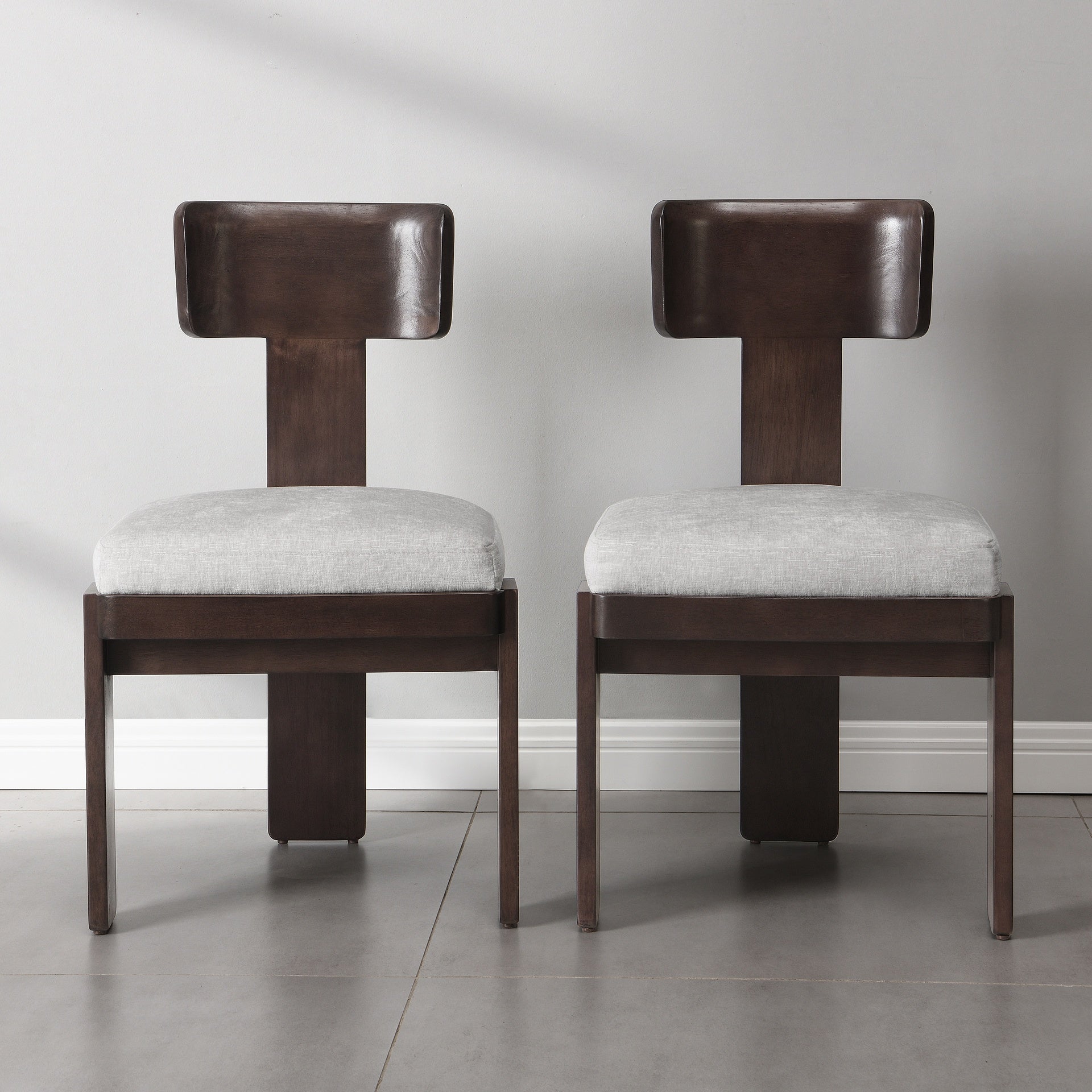 Upholstered Dining Chairs Set of 2, Fabric Side Chairs with Gray Seating Dark Brown Solid Rubber Wood Legs, 330 LBS Weight Capacity