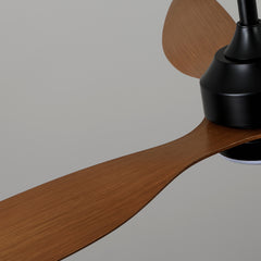 52" Ceiling Fan with Lights Quiet DC Motor 3 ABS Blade Ceiling Fans 6 Speed Levels,Reversible Ceiling Fan, for Patio Living Room, Bedroom, Office,Indoor. Matte Black + Walnut