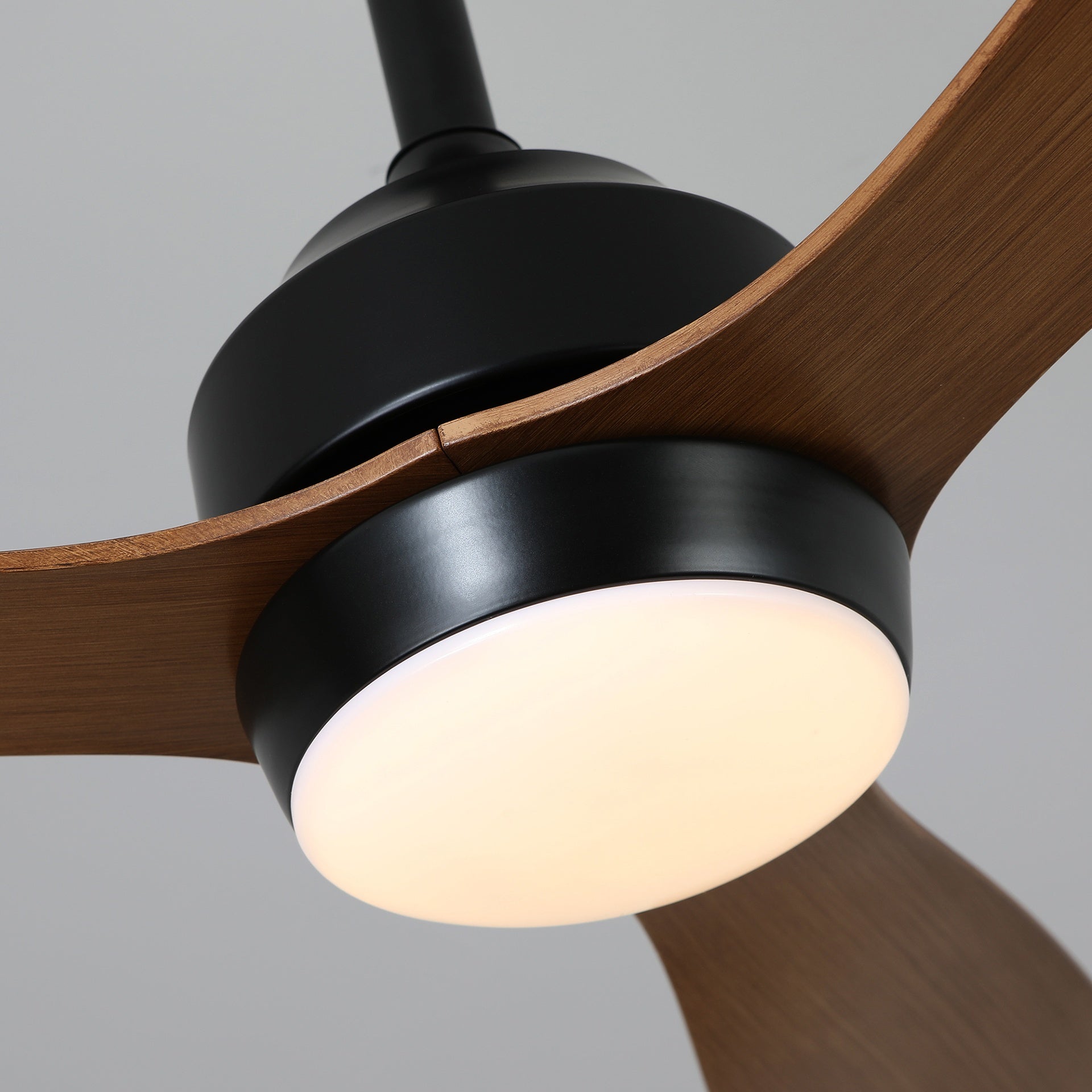 52" Ceiling Fan with Lights Quiet DC Motor 3 ABS Blade Ceiling Fans 6 Speed Levels,Reversible Ceiling Fan, for Patio Living Room, Bedroom, Office,Indoor. Matte Black + Walnut