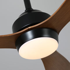 52" Ceiling Fan with Lights Quiet DC Motor 3 ABS Blade Ceiling Fans 6 Speed Levels,Reversible Ceiling Fan, for Patio Living Room, Bedroom, Office,Indoor. Matte Black + Walnut