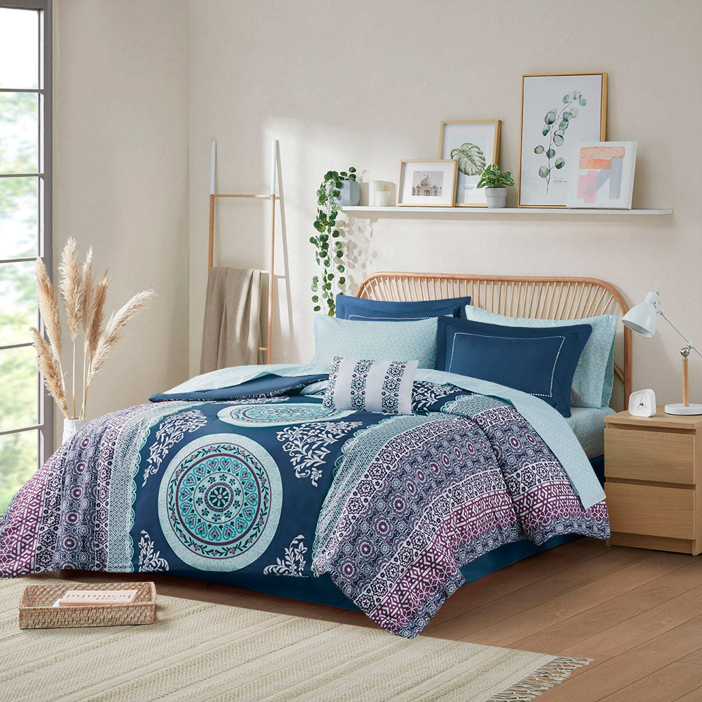 Twin Boho Comforter Set with Bed Sheets