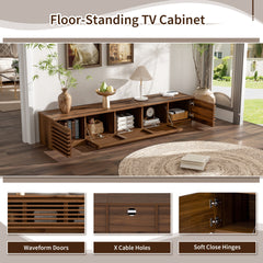 70 inch Modern TV Stand for TVs up to 80", Entertainment Center with Cable Management, Soft-Closing Hinges for Living Room